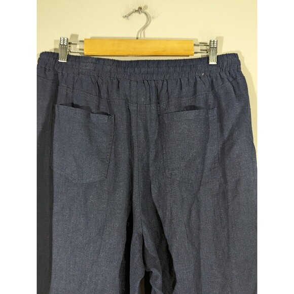 Versona EUC Navy Wide Leg Linen Blend Pull On Pants Women Size XL - Picture 3 of 6